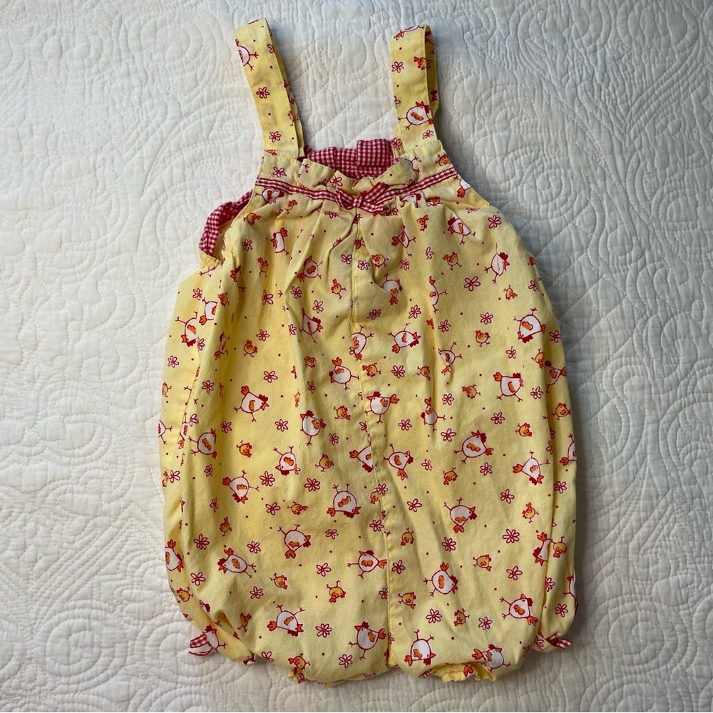 VTG Buster Brown Yellow and Red Chicken Romper Jumpsuit